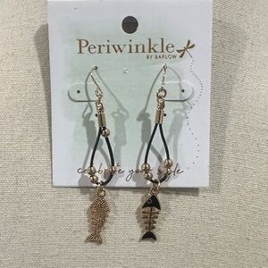 Periwinkle by Barlow Gold and Black Fish Dangle Earrings